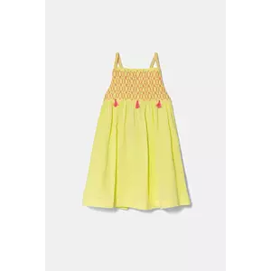 United Colors of Benetton rochie din bumbac pentru copii culoarea galben, mini, evazați, 4M6BGV02G imagine