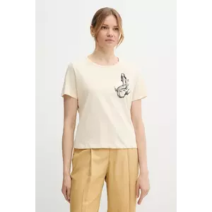 Sisley tricou din bumbac culoarea bej, 35USL107H imagine