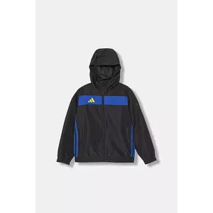 adidas Performance bluză copii culoarea negru, cu glugă, uni, JX2223 imagine