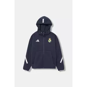 adidas Performance bluză copii REAL MADRID culoarea bleumarin, cu glugă, cu imprimeu, KC3737 imagine