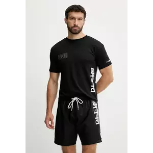 PLEIN SPORT tricou din bumbac culoarea negru, cu imprimeu, PS25MTS01 imagine