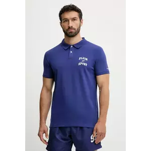 PLEIN SPORT tricou polo culoarea bleumarin, cu imprimeu, PS25MPL01 imagine