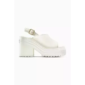 Converse sandale din piele întoarsă Chuck 70 De Luxe Heel Mule culoarea alb, cu toc drept, A15070C imagine