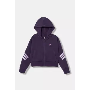 adidas bluză copii culoarea violet, cu glugă, cu imprimeu, JL9193 imagine