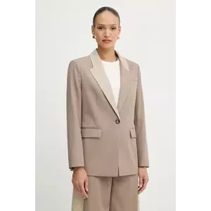 BOSS geacă de lână culoarea bej, un singur rând de nasturi, uni, 50543409 imagine