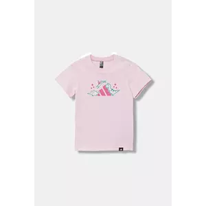 adidas tricou din bumbac pentru bebeluși I ADIRAPTOR culoarea roz, JV5069 imagine