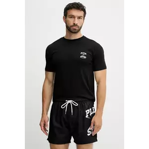 PLEIN SPORT tricou din bumbac culoarea negru, cu imprimeu, PS25MTS08 imagine