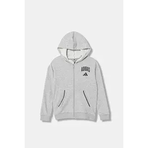 adidas bluză copii culoarea gri, cu glugă, cu imprimeu, JW2388 imagine