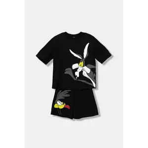 United Colors of Benetton pijamale de bumbac pentru copii culoarea negru, cu imprimeu, 30960P08T imagine