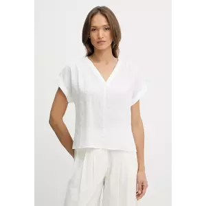 United Colors of Benetton bluză din in culoarea alb, uni, 5BMLDQ0BR imagine