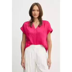 United Colors of Benetton bluză din in culoarea roz, uni, 5BMLDQ0BR imagine