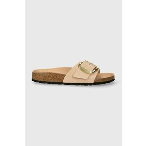 Birkenstock slapi de piele Madrid Big Buckle femei, culoarea bej, 1026496 imagine