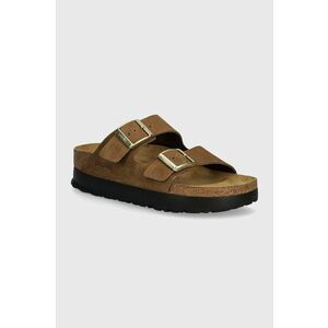 Birkenstock papuci din nubuc Arizona Platform Flex Birkenstock x Papillio culoarea maro, cu platforma, 1028366 imagine