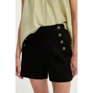 Answear Lab pantaloni scurti culoarea negru, neted, high waist imagine