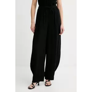 Gestuz pantaloni culoarea negru, lat, high waist, 10910440 imagine