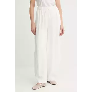 Gestuz pantaloni culoarea bej, lat, high waist, 10910440 imagine