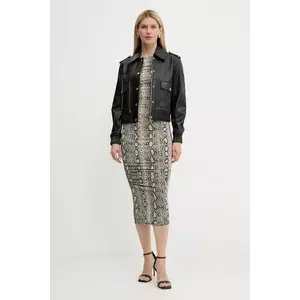 MICHAEL Michael Kors rochie culoarea bej, midi, mulată, MT58319HMC imagine