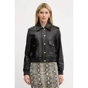 MICHAEL Michael Kors geacă de piele culoarea negru, de tranziție, MT520IQFAF imagine