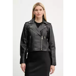 MICHAEL Michael Kors geacă ramones de piele culoarea negru, de tranziție, MT520IE8RK imagine
