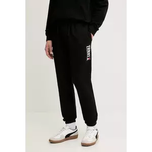 Tommy Jeans pantaloni de trening din bumbac culoarea negru, cu imprimeu, DM0DM22145 imagine