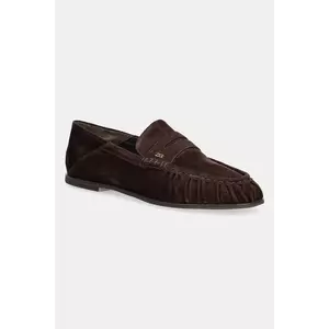 Nokwol mocasini din piele întoarsă Mica culoarea maro, cu toc plat, Mica imagine