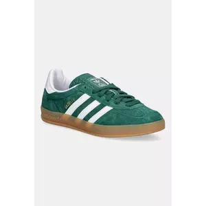 adidas Originals sneakers de piele întoarsă pentru copii GAZELLE INDOOR culoarea verde, JS3800 imagine