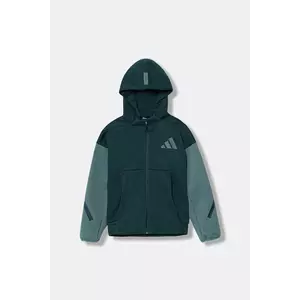 adidas bluză copii culoarea verde, cu glugă, cu imprimeu, JX9929 imagine