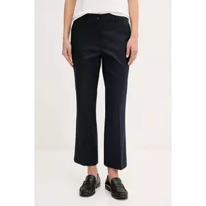 Sisley pantaloni culoarea bleumarin, fason tigareta, medium waist, 4ENMLE02X imagine