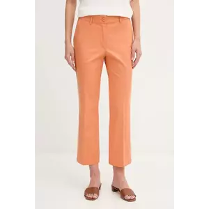 Sisley pantaloni culoarea portocaliu, fason tigareta, medium waist, 4ENMLE02X imagine