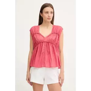 Sisley bluză din bumbac culoarea roz, uni, 5HO1LQ08X imagine