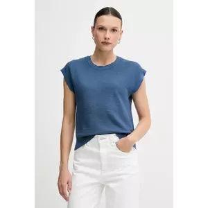 United Colors of Benetton vestă cu amestec de in culoarea verde, light imagine