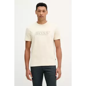 BOSS Orange tricou din bumbac culoarea galben, cu imprimeu, 50546381 imagine