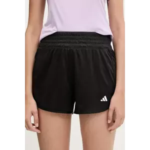 adidas Performance pantaloni scurți de antrenament Pacer culoarea negru, uni, high waist imagine