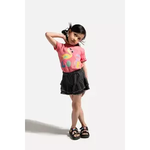 Coccodrillo pantaloni scurți culoarea negru, talie reglabilă, TROPICAL STORY GIRL KIDS imagine