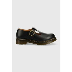 Dr. Martens pantofi de piele femei, culoarea negru, cu toc plat DM14852001.Polley-Black.Smth imagine