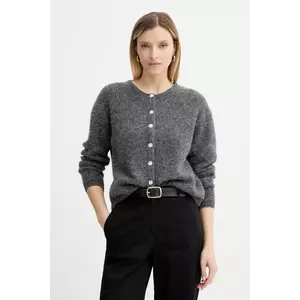 American Vintage cardigan din lână GILET ML COL ROND culoarea gri, VITO19E imagine