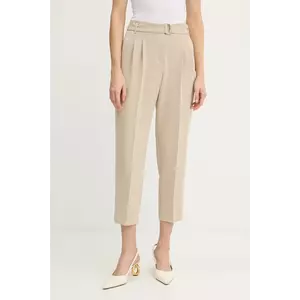 BOSS pantaloni culoarea roz, drept, high waist imagine