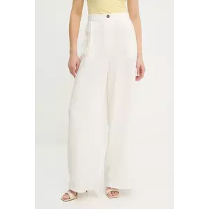 Answear Lab pantaloni culoarea alb, lat, high waist imagine