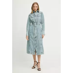 BOSS Orange rochie jeans midi, drept, 50546068 imagine