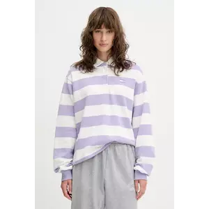 Tommy Jeans hanorac de bumbac culoarea violet, cu imprimeu, DW0DW20948 imagine