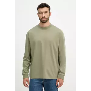 BOSS longsleeve din bumbac culoarea bej, uni, 50531331 imagine