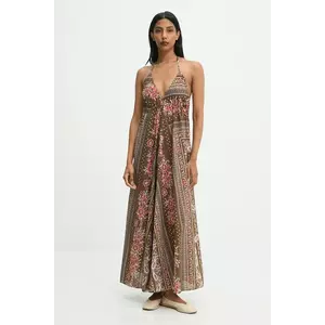 Answear.LAB rochie din bumbac culoarea maro, maxi, evazati imagine