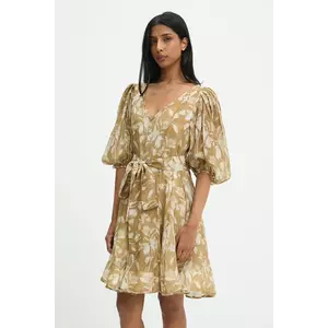Answear.LAB rochie din matase culoarea bej, mini, evazati imagine