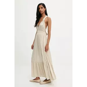 Answear.LAB rochie culoarea bej, maxi, evazati imagine