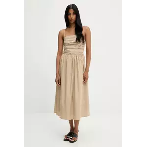 Answear.LAB rochie culoarea bej, midi, evazati imagine