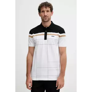 BOSS Green tricou polo culoarea alb, cu imprimeu, 50544477 imagine
