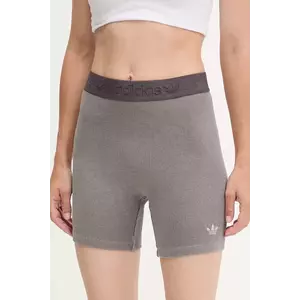 adidas Originals pantaloni scurți Rib Shorts Wash culoarea gri, uni, high waist, JW3592 imagine