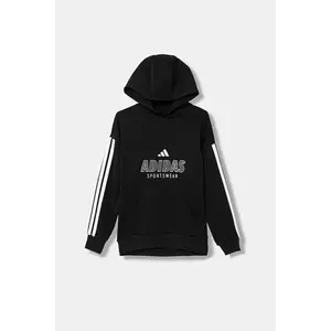 adidas bluză copii culoarea negru, cu glugă, cu imprimeu, JW5083 imagine