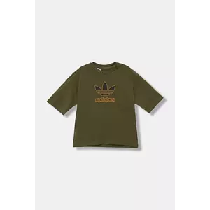 adidas Originals tricou de bumbac pentru copii culoarea verde, cu imprimeu, JZ4078 imagine