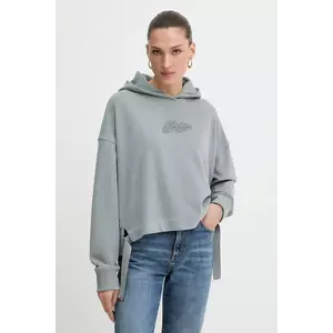 BOSS Orange hanorac de bumbac culoarea gri, cu glugă, cu imprimeu, 50545507 imagine